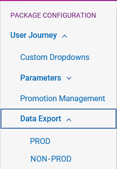 Data Export drop down